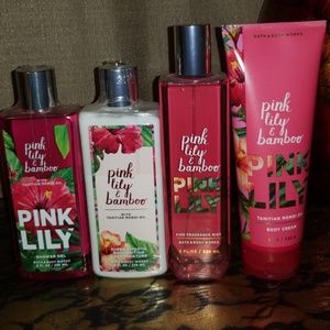 New 4pc B&BW Pink Lily & Bamboo Set